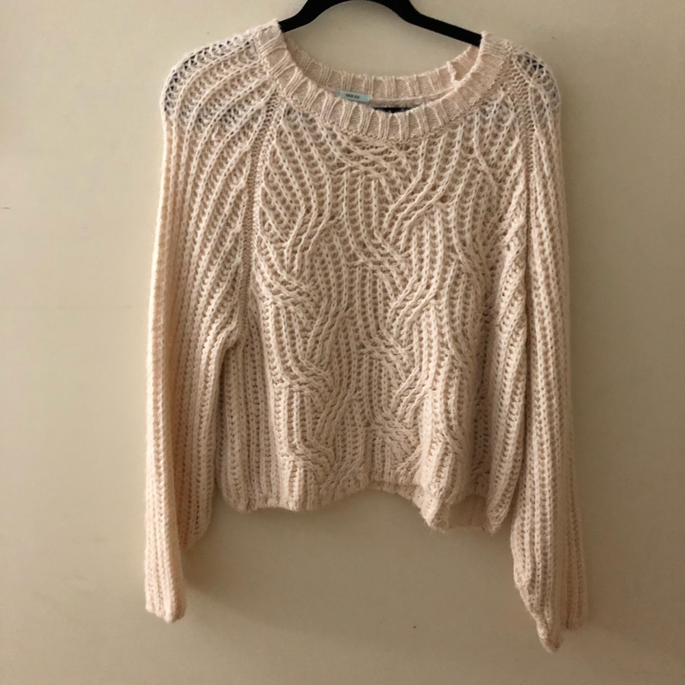 Urban outfitters pale pink cable knit sweater